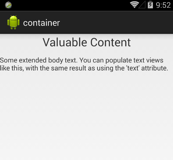 Container with text content